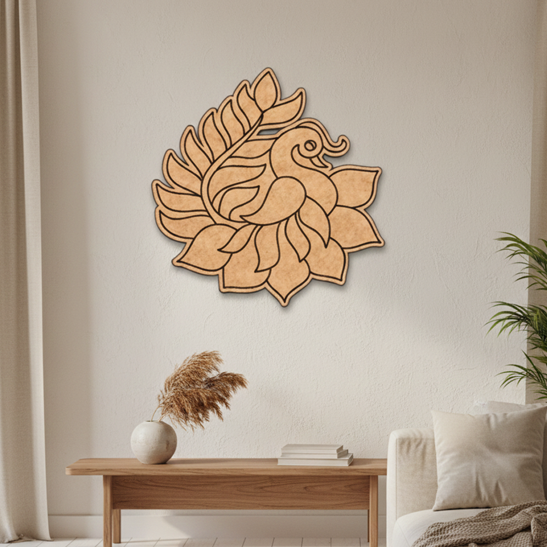 DIY MDF Peacock Lotus Cutout for Craft | Home Decor