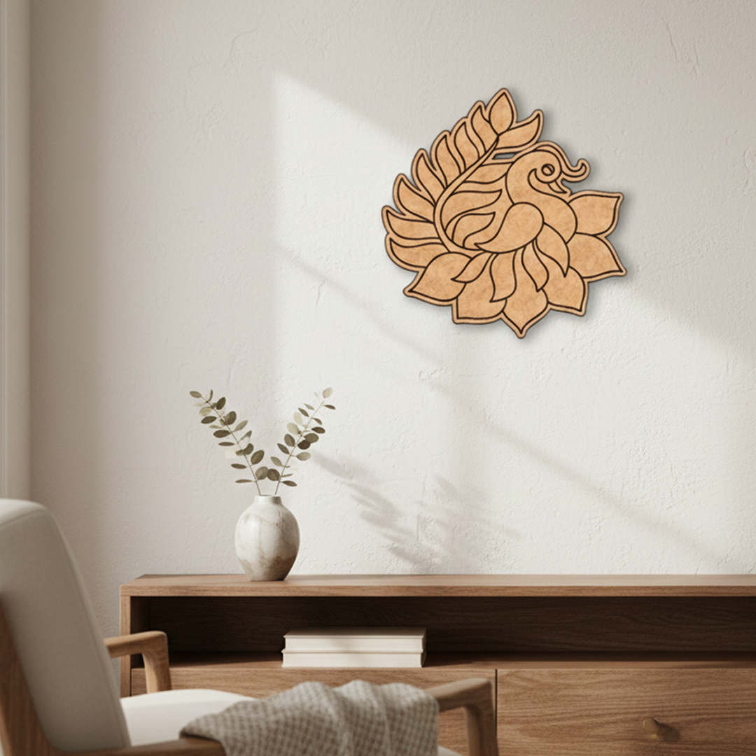 DIY MDF Peacock Lotus Cutout for Craft | Home Decor