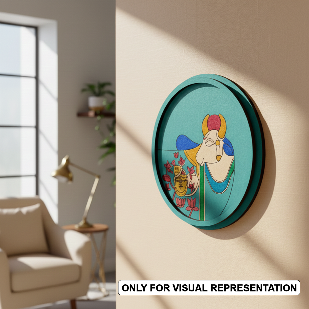 MDF Bordered Pre Marked Base for DIY Painted Craft round board with engraved outline design hanging on wall