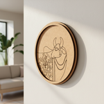 MDF Bordered Pre Marked Base for DIY Painting Craft round board with engraved outline design hanging on wall