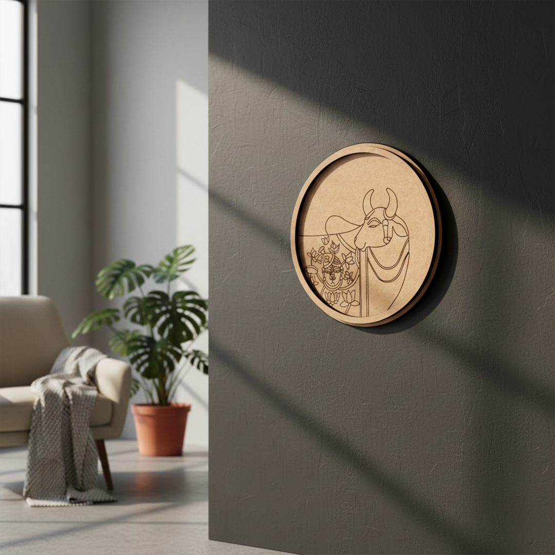 MDF Bordered Pre Marked Base for DIY Painting Craft round board with engraved outline design hanging on wall