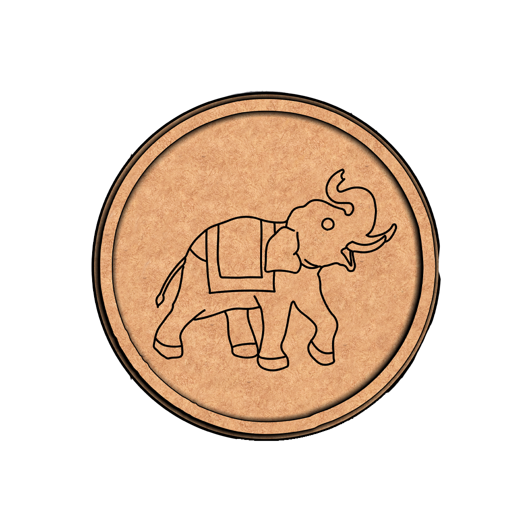 MDF Bordered Pre Marked Elephant Base for DIY Craft round board with engraved elephant outline