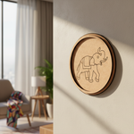 MDF Bordered Pre Marked Elephant Base for DIY Craft round board with engraved elephant outline hanging on wall