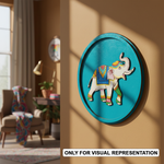 MDF Bordered painted Pre Marked Elephant Base for DIY Craft round board with engraved elephant outline hanging on wall
