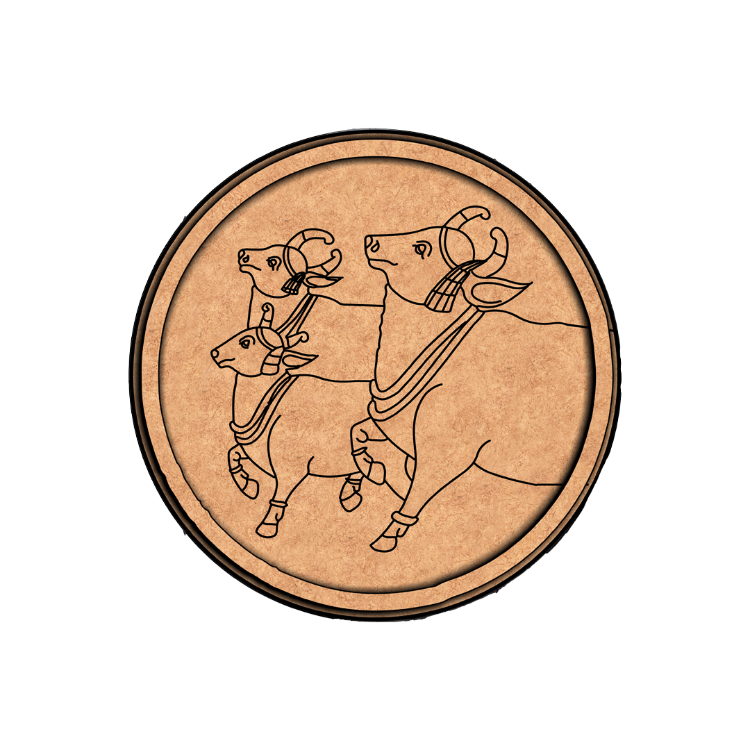 MDF Bordered Pre Marked Kamdhenu Cow Base for Painting round board with engraved cow outline