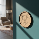 MDF Bordered Pre Marked Kamdhenu Cow Base for Painting round board with engraved cow outline hanging on wall