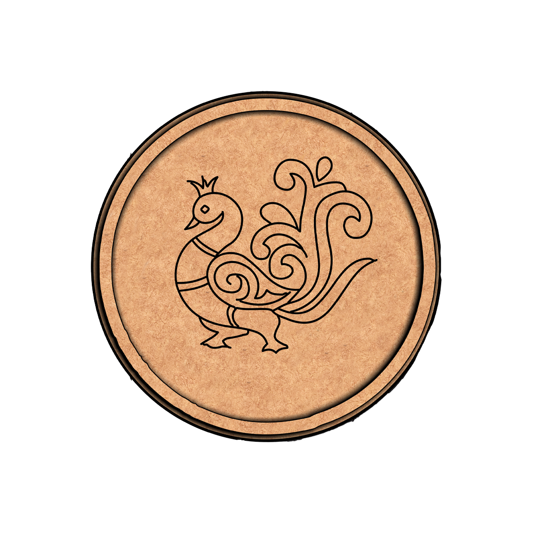 MDF Bordered Pre Marked Peacock Base for Painting round board with engraved peacock design