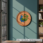 MDF Bordered  painted Pre Marked Peacock Base for Painting round board with engraved peacock design hanging on wall