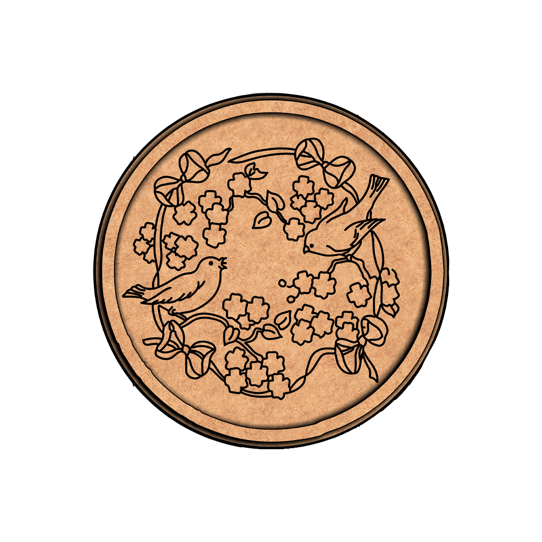 MDF Bordered Pre Marked Birds Floral Base for Painting round board with engraved birds and flower design