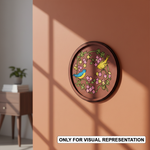 MDF Bordered painted  Pre Marked Birds Floral Base for Painting round board with engraved birds and flower design hanging on wall