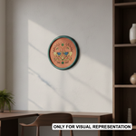 MDF Bordered painted Pre Marked Twin Birds Floral Base round board with engraved bird and floral design hanging on a wall