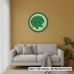 MDF Bordered painted  Pre Marked Dancing Peacock Base round board with engraved peacock design hanging on wall