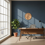 MDF Bordered Pre Marked Dancing Peacock Base round board with engraved peacock design hanging on wall