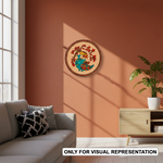 MDF Bordered painted Pre Marked Peacock Tree Art Base round board with engraved peacock and tree design hanging on a wall