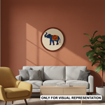 MDF Bordered painted Pre Marked Elephant Floral Base round board with engraved elephant design hanging on wall