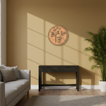 MDF Bordered Pre Marked Parrot Floral Base round board with engraved parrot and flower design hanging on wall