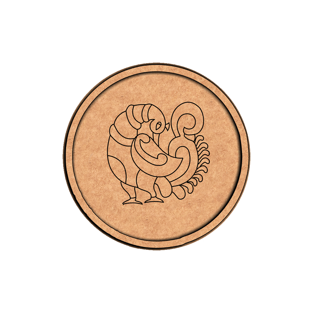 MDF Bordered Pre Marked Abstract Peacock Base round board with engraved modern peacock design