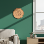 MDF Bordered Pre Marked Abstract Peacock Base round board with engraved modern peacock design hanging on wall