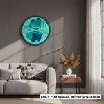 MDF Bordered painted Pre Marked Twin Fish Base for Painting round board with engraved fish design hanging on a wall