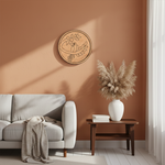 MDF Bordered Pre Marked Curved Parrot Base round board with engraved parrot sitting on branch design hanging on a wall