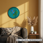 MDF Bordered painted Pre Marked Elegant Peacock Base round board with engraved peacock design hanging on a wall