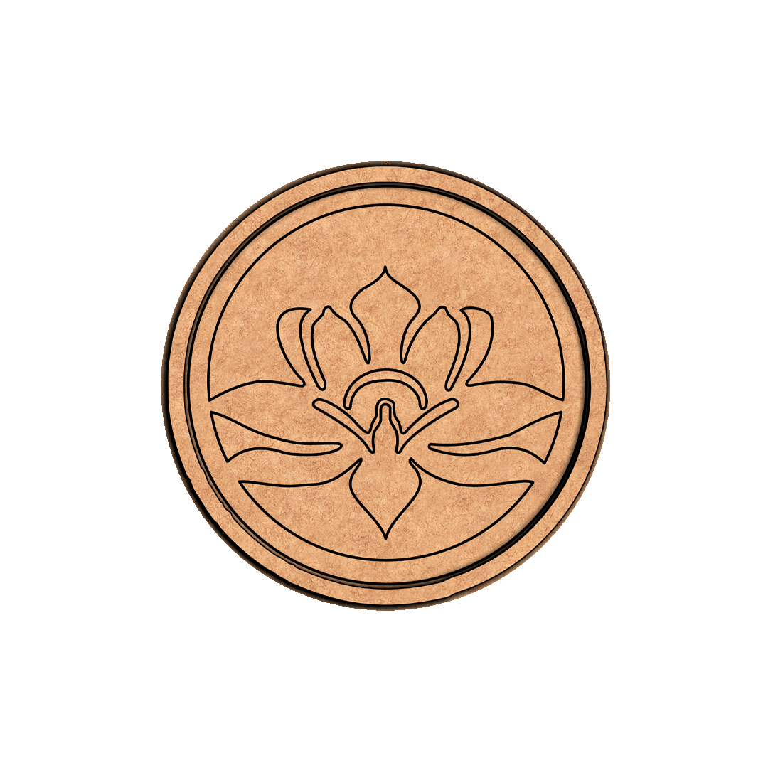 MDF Bordered Pre Marked Lotus Symbol Base round board with engraved lotus design