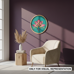 MDF Bordered painted Pre Marked Lotus Symbol Base round board with engraved lotus design hanging on wall