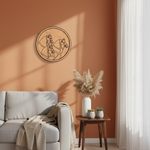 MDF Bordered Pre Marked Royal Horse Base round board with engraved traditional horse design hanging on a wall