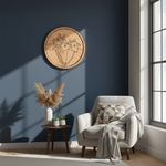 MDF Bordered Pre Marked Sacred Cow Trio Base round board with engraved cow faces design hanging on a wall