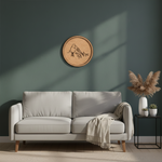 MDF Bordered Pre Marked Love Birds Base round board with engraved bird couple design hanging on a wall