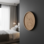 MDF Bordered Pre Marked Llama Art Base round board with engraved llama design hanging on a wall