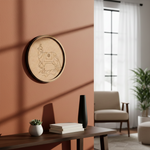 MDF Bordered Pre Marked Llama Art Base round board with engraved llama design hanging on a wall