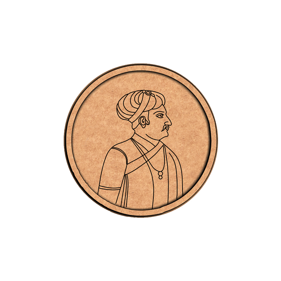 MDF Bordered Pre Marked Royal Portrait Base round board with engraved historical portrait design