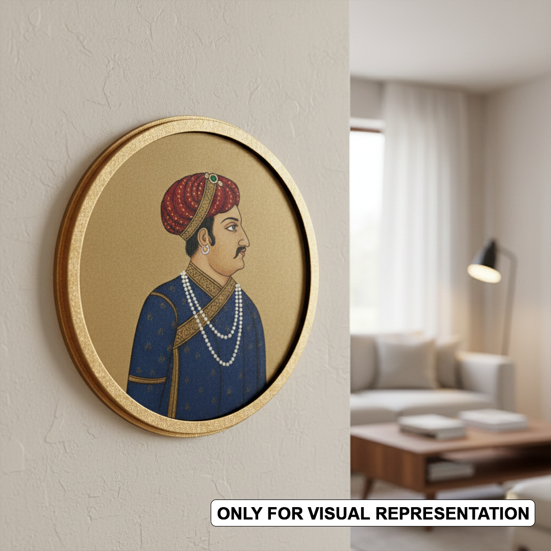 MDF Bordered painted Pre Marked Royal Portrait Base round board with engraved historical portrait design hanging on wall