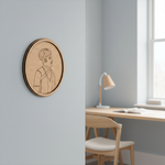 MDF Bordered Pre Marked Royal Portrait Base round board with engraved historical portrait design hanging on wall