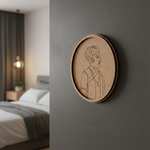 MDF Bordered Pre Marked Royal Portrait Base round board with engraved historical portrait design hanging on wall