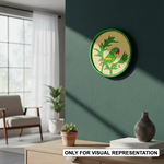 Round MDF board with painted  pre marked parrot on branch design for DIY painting hanging on a wall