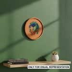Bordered painted pre marked MDF round base with peacock design for DIY painting and craft projects hanging on a wall