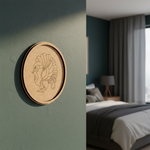 Bordered pre marked MDF round base with peacock design for DIY painting and craft projects hanging on a wall