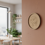 Bordered pre marked MDF round base with peacock design for DIY painting and craft projects hanging on a wall