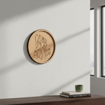 Bordered pre marked MDF round base with Ram Sita design for DIY painting and craft projects haning on a wall