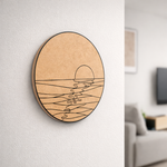 MDF DIY wall art with abstract design on a white wall.