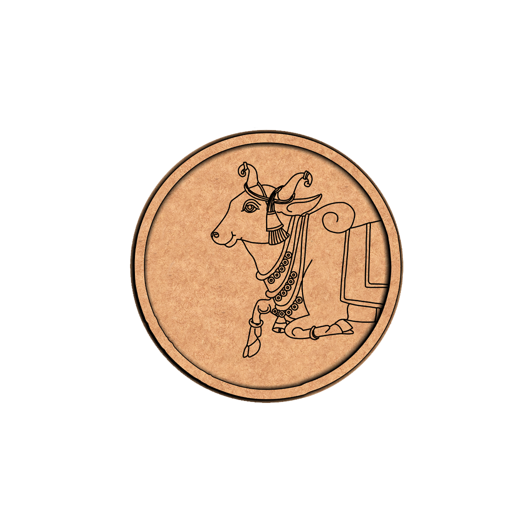 Bordered pre marked MDF round base with cow design for DIY painting and craft projects