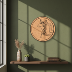 Bordered pre marked MDF round base with cow design for DIY painting and craft projects hanging on wall