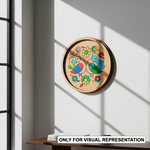 Bordered painted pre marked MDF round base with twin birds floral design for DIY painting and craft projects hanging on wall