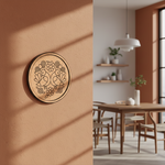 Bordered pre marked MDF round base with twin birds floral design for DIY painting and craft projects hanging on wall