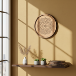 Bordered pre marked MDF round base with floral mandala design for DIY painting and craft projects hanging on a wall