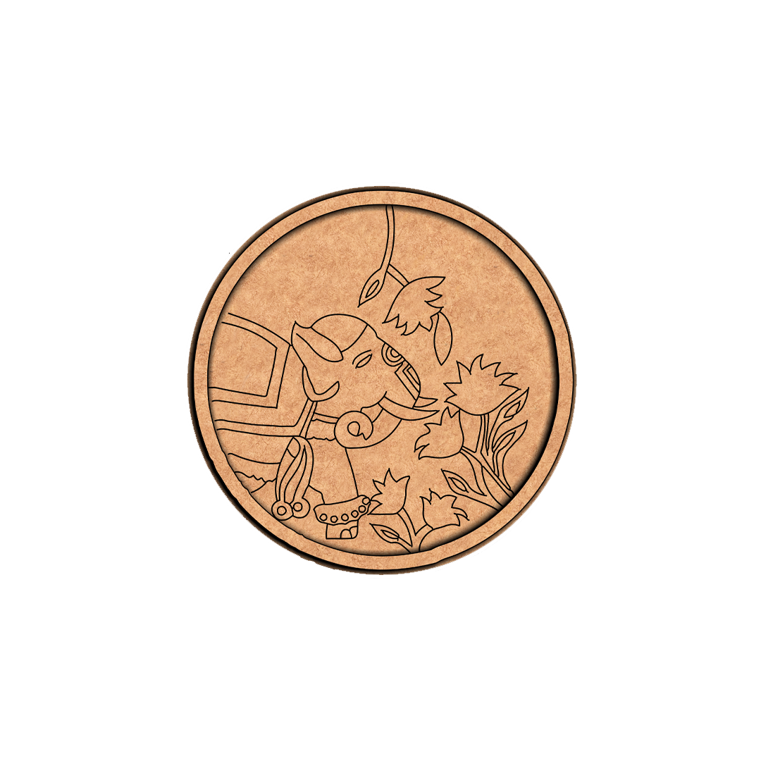 Bordered pre marked MDF round base with Ganesha design for DIY painting and craft projects