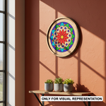 Bordered painted pre marked MDF round base with circular mandala design for DIY painting and craft projects hanging on wall