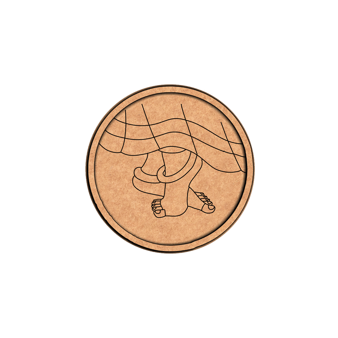Bordered pre marked MDF round base with dancing feet design for DIY painting and craft projects